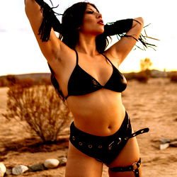 Bella Gold in a Western-themed photoshoot