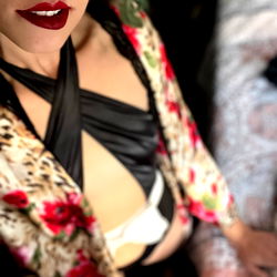 Alyse Next Door in Fashionable Cosplay with Flowered Robe and Black Belt