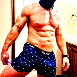 Buff Man in Blue and White Boxers on Onlyfans, 4K Elite