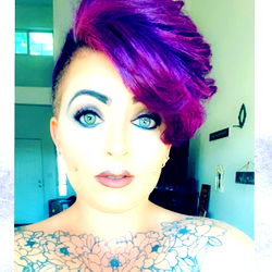 Vibrant and Stylish Purple Hair with Flawless Makeup