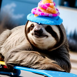 Sloth with a Colorful Party Hat