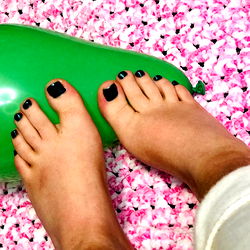 Model Smallblondie with Toes in Inflatable Ball