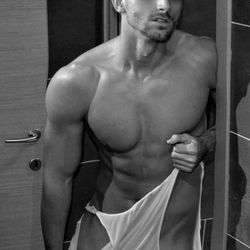 Reynoldo in a bathroom