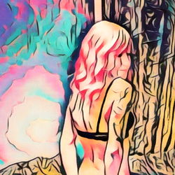 Colorful Digital Art of a Woman in a Dress