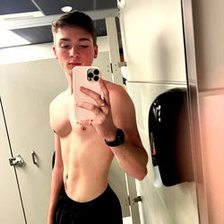 Penut's Muscular Body in Gym Mirror