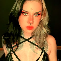 Model in Stylish Gothic Outfit with Red Lipstick