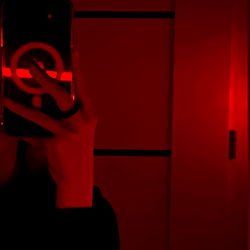 Artistic Self-Portrait in Red Light