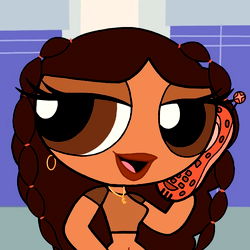 Cute Animated Character with Braided Hairstyle