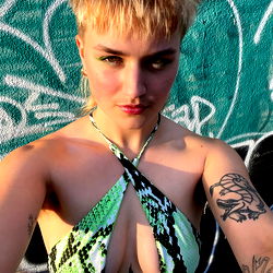 Frankie, Striking Model from Montreal in a Serpentine Swimsuit