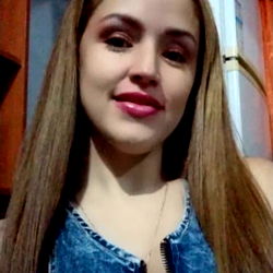 Colombian model Alexandra with glam makeup and long hair