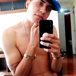 Vanny D in a Blue Hat, Taking a Selfie