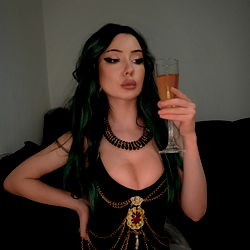 Model in a Fancy Outfit Holding Wine Glass