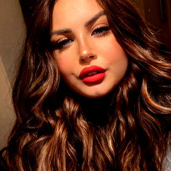 Beautiful Woman with Long Hair and Red Lipstick