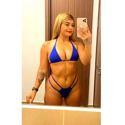 Nicky Escobar in Blue Swimsuit