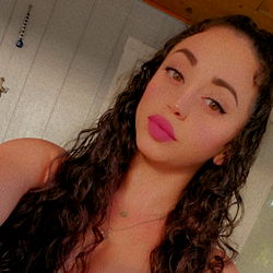 Woman with Long Hair and Pink Lipstick