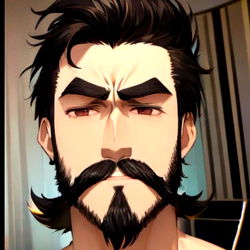 Stylish Anime Character with a Beard