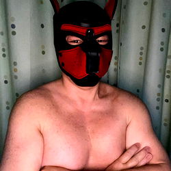 OnlyFans Model in a Red Dog Mask