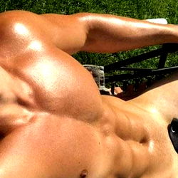 Dam Sanders - Shirtless Fitness Model in Outdoor Setting