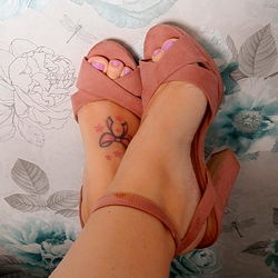 Elegant Pink Sandals on Feet