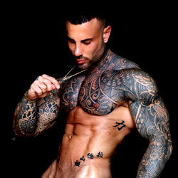 Tattooed Muscle Model in Milan