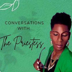 Woman in a Green Blouse with Flower Design and Text