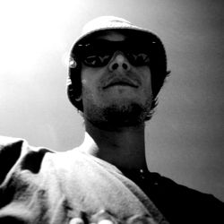 Stylized Black and White Portrait of a Man with Sunglasses