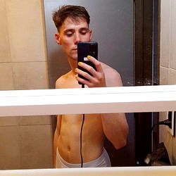 Bunnyass Shirtless in Bathroom Mirror