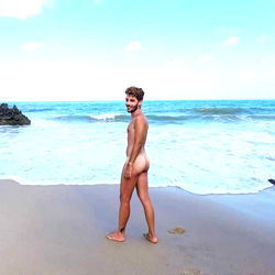 Shirtless Twink Model at Beach: Brazilian Twink Vibes!