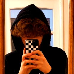 Young Adult Taking Selfie with Checkered Phone Case