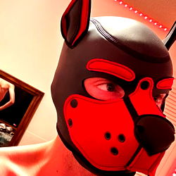 Adult Dog Mask with Pup Crimson in Onlyfans Modeling