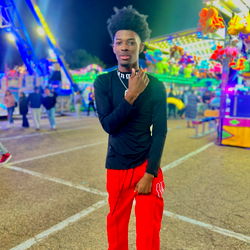 Fashion-forward model strides carnival