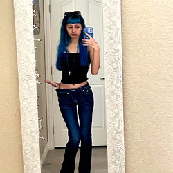 Cool and Casual Modeling Blue Hair