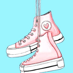 Vintage Converse High Tops with Pink Heart Logo