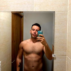 Nico's Shirtless Selfie in Bathroom Mirror