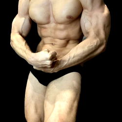 Bodybuilder's Pose in Gym