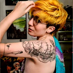Rio - Colorful Tattoo Style with Yellow Hair