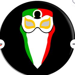 A Cartoon Mask Representation of Michael's Fan Art with the Colors of Italy and a Flag Design