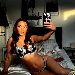 Model Posing in Lingerie