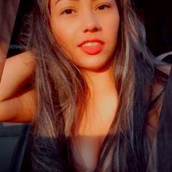 Vibrant model in Brazilian cityscape