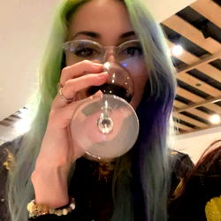 Vividly Colored Hair with Wine Glass