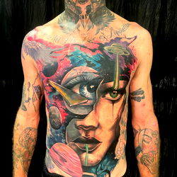Colorful Tattoo on Man's Shoulder