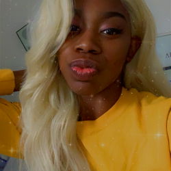 Vivid Blonde Hair with Black Checks