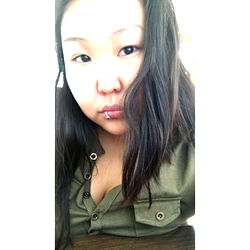 Sarah Lake in a Casual Green Shirt