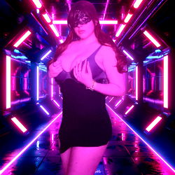 Vibrant Neon Nightscape with Gaming Room in Background, Featuring OnlyFans Model JinxvirginASMRvip