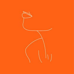 Model Bambi Rae - Orange Background with Hand Gesture