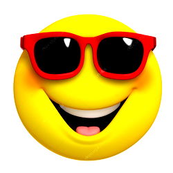 Emotional Smiley Face with Red Sunglasses and Wide-open Mouth