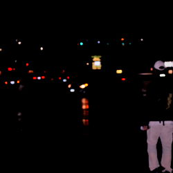 Night Cityscape with Silhouetted People