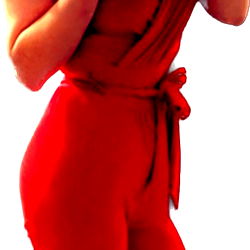 OnlyFans Model in Red Jumpsuit