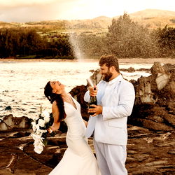 Couple Celebrating Marriage at Ocean View