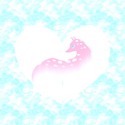 Artwork of a Deer with Pink Fur and Blue Eyes in a Heart Shape